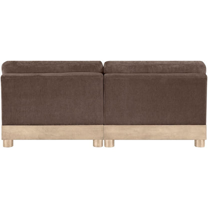 Turin 80" Brown Chenille Fabric Upholstered 2pc. Modular Loveseat