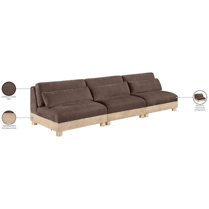 Turin 120" Brown Chenille Fabric Upholstered 3pc. Modular Sofa