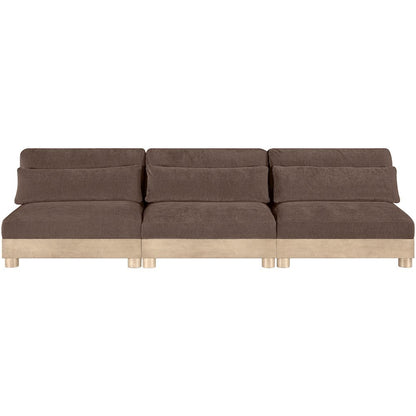 Turin 120" Brown Chenille Fabric Upholstered 3pc. Modular Sofa