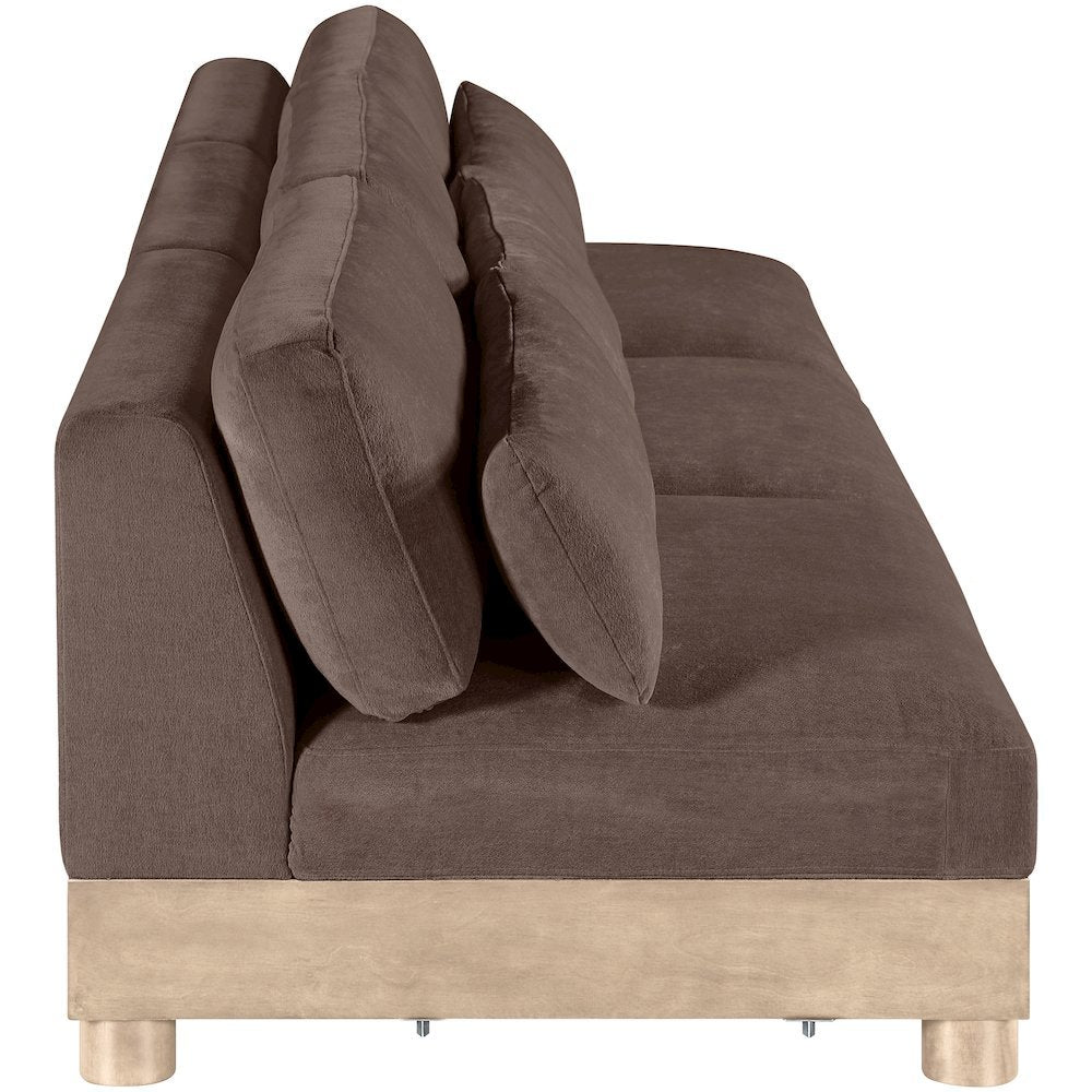 Turin 120" Brown Chenille Fabric Upholstered 3pc. Modular Sofa