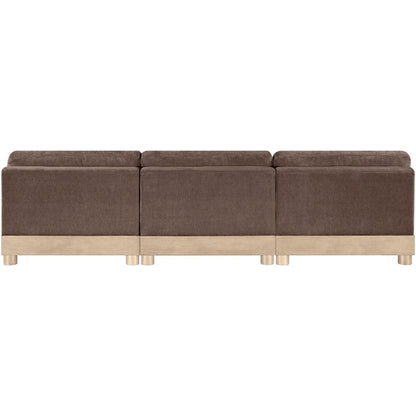 Turin 120" Brown Chenille Fabric Upholstered 3pc. Modular Sofa