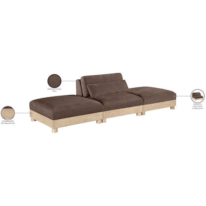 Turin 120" Brown Chenille Fabric Upholstered 3pc. Modular Sofa