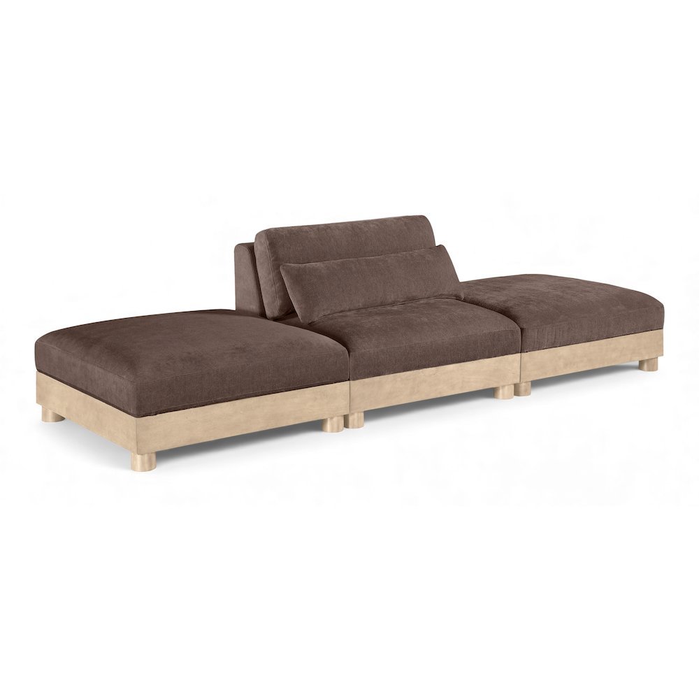 Turin 120" Brown Chenille Fabric Upholstered 3pc. Modular Sofa