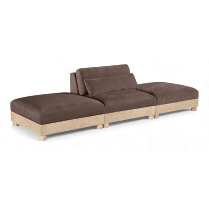 Turin 120" Brown Chenille Fabric Upholstered 3pc. Modular Sofa