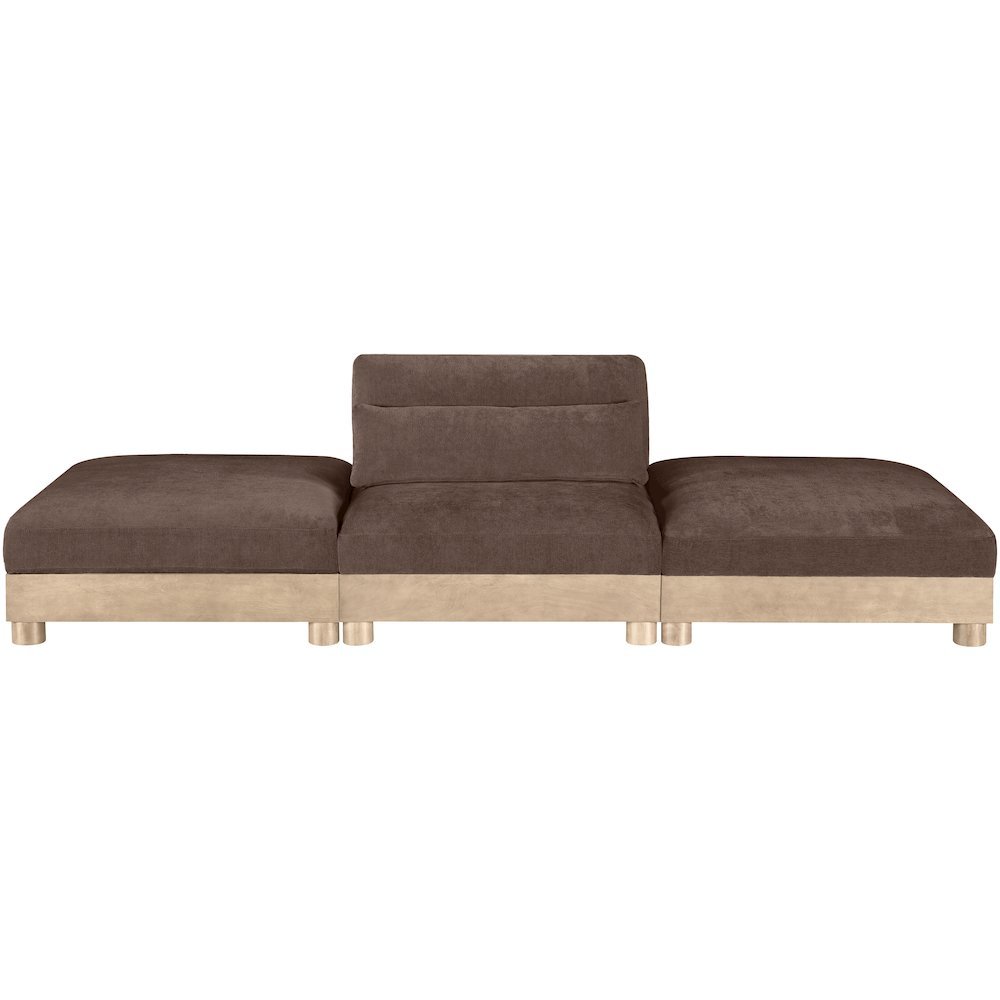 Turin 120" Brown Chenille Fabric Upholstered 3pc. Modular Sofa