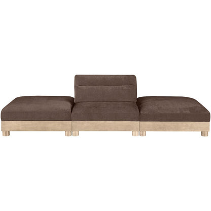 Turin 120" Brown Chenille Fabric Upholstered 3pc. Modular Sofa