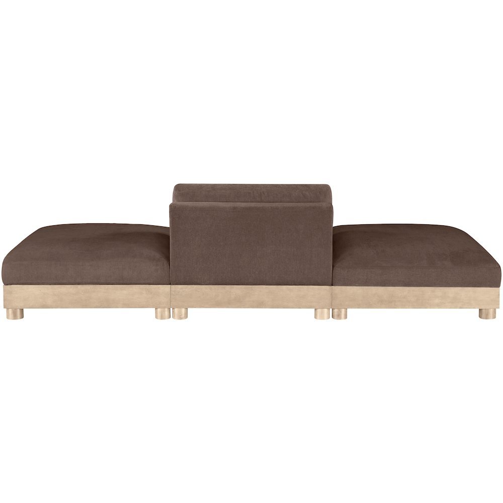 Turin 120" Brown Chenille Fabric Upholstered 3pc. Modular Sofa