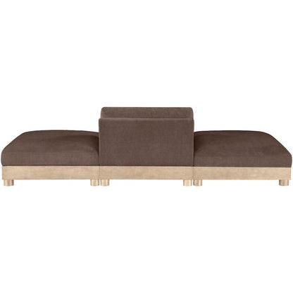 Turin 120" Brown Chenille Fabric Upholstered 3pc. Modular Sofa