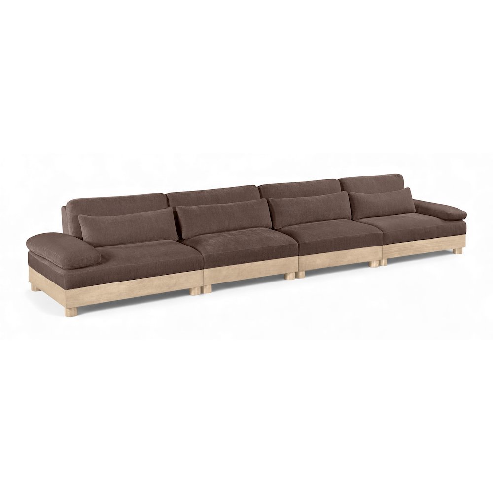 Turin 175.5" Brown Chenille Fabric Upholstered 4pc. Modular Sofa