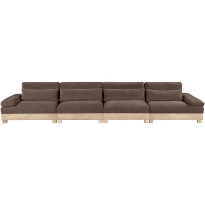 Turin 175.5" Brown Chenille Fabric Upholstered 4pc. Modular Sofa