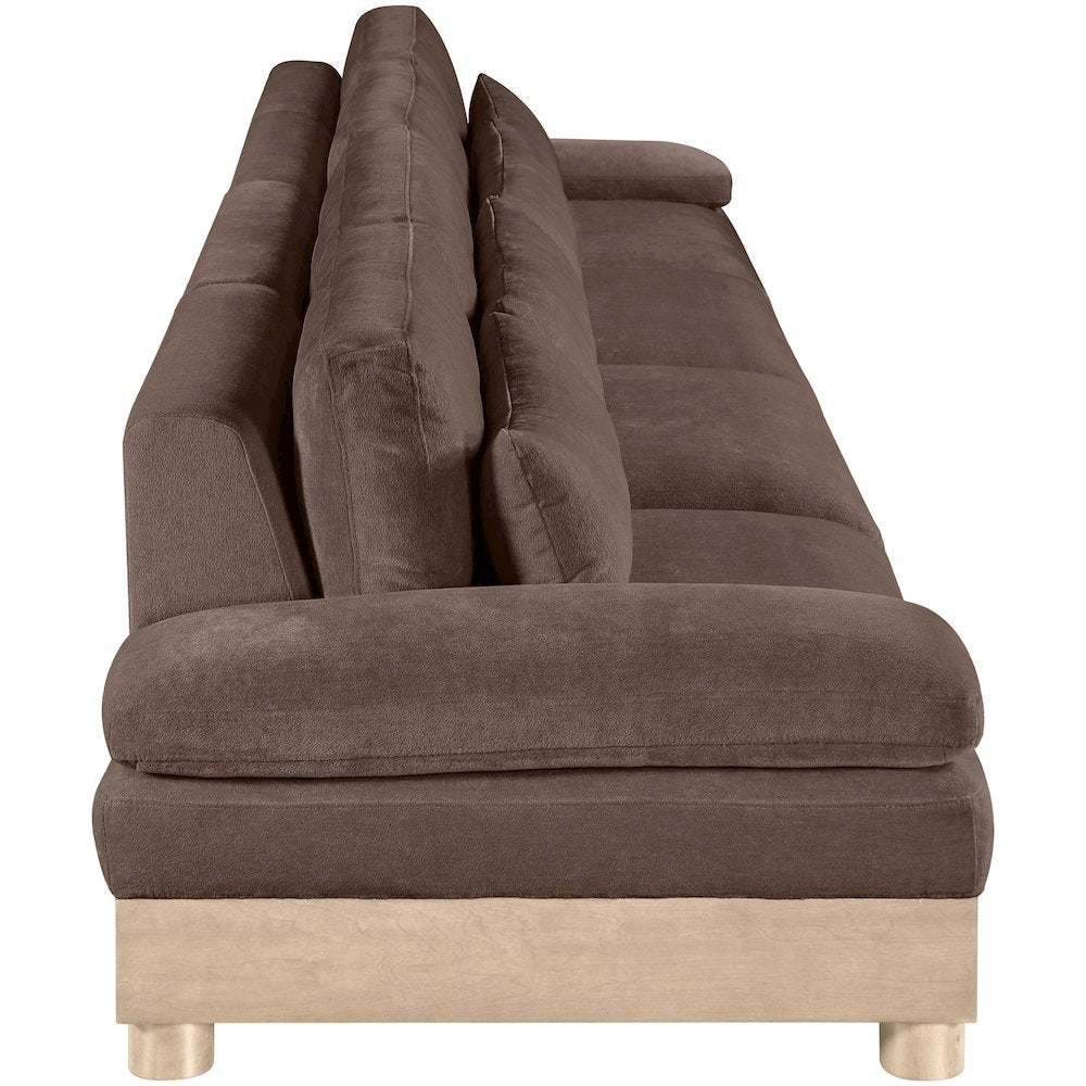 Turin 175.5" Brown Chenille Fabric Upholstered 4pc. Modular Sofa