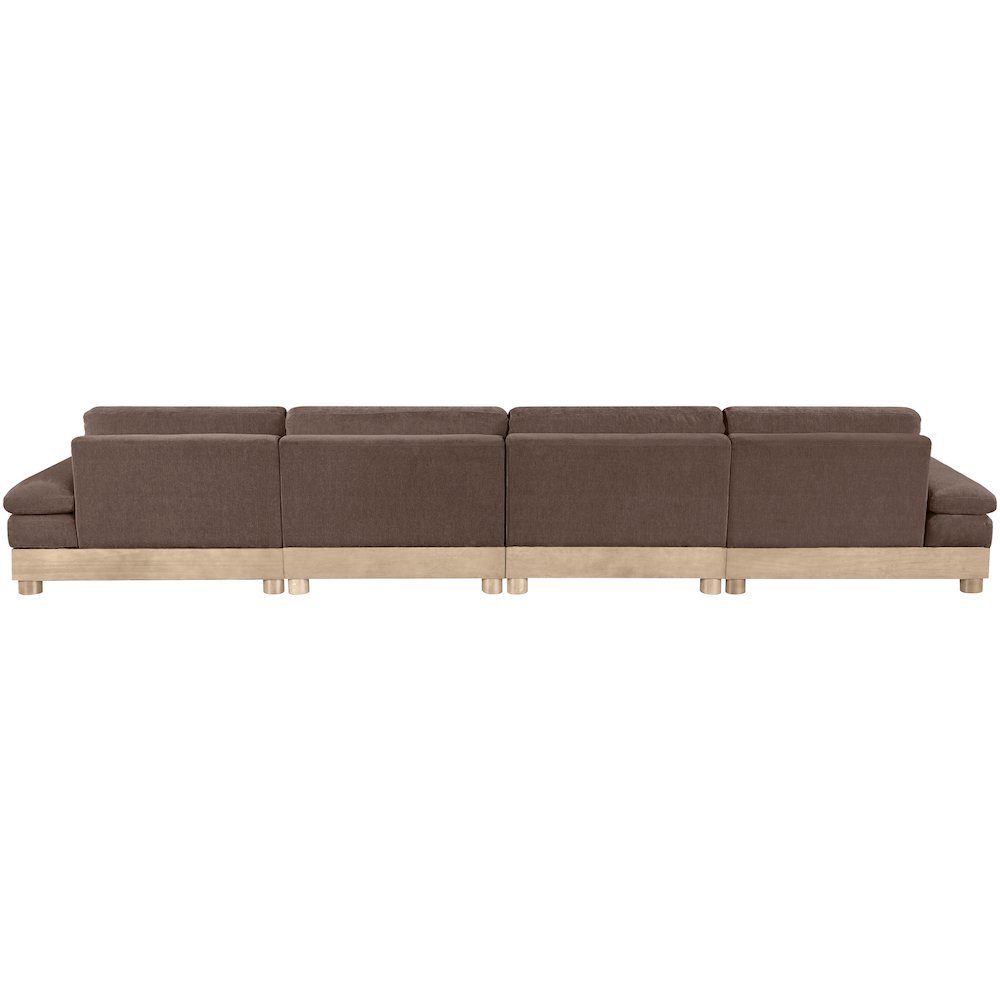 Turin 175.5" Brown Chenille Fabric Upholstered 4pc. Modular Sofa