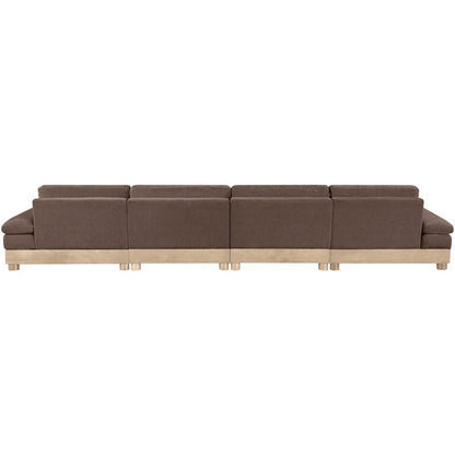 Turin 175.5" Brown Chenille Fabric Upholstered 4pc. Modular Sofa