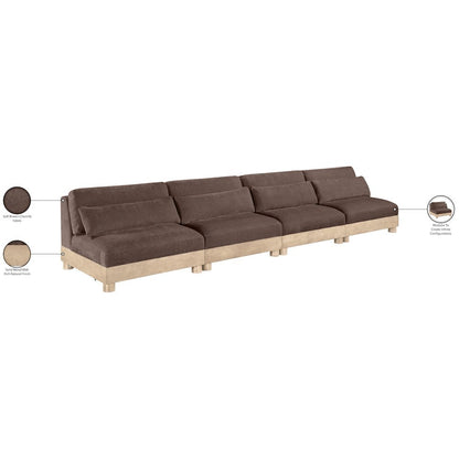 Turin 160" Brown Chenille Fabric Upholstered 4pc. Modular Sofa