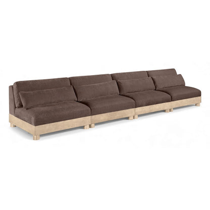 Turin 160" Brown Chenille Fabric Upholstered 4pc. Modular Sofa