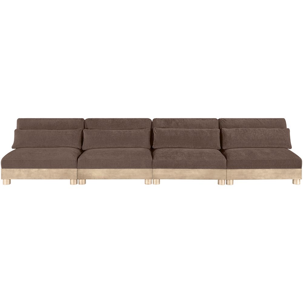 Turin 160" Brown Chenille Fabric Upholstered 4pc. Modular Sofa