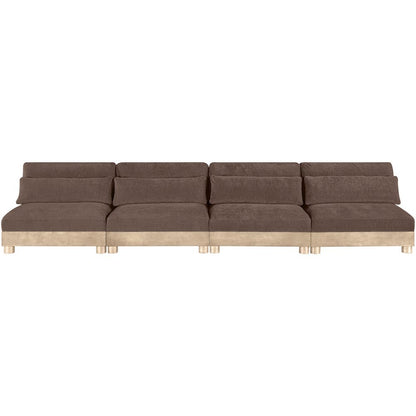 Turin 160" Brown Chenille Fabric Upholstered 4pc. Modular Sofa