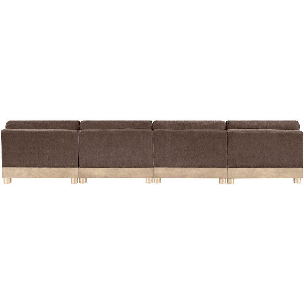 Turin 160" Brown Chenille Fabric Upholstered 4pc. Modular Sofa