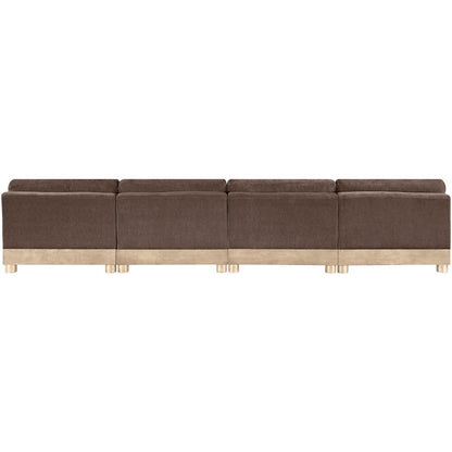 Turin 160" Brown Chenille Fabric Upholstered 4pc. Modular Sofa