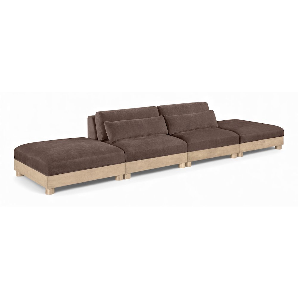 Turin 160" Brown Chenille Fabric Upholstered 4pc. Modular Sofa