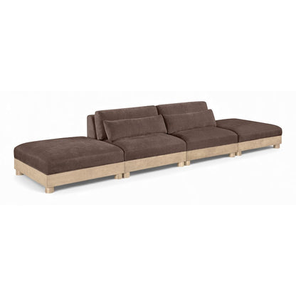 Turin 160" Brown Chenille Fabric Upholstered 4pc. Modular Sofa
