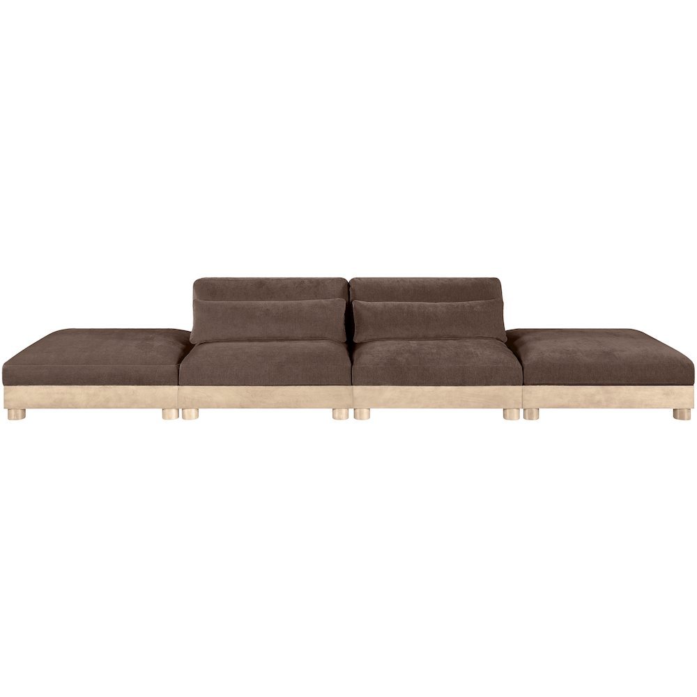 Turin 160" Brown Chenille Fabric Upholstered 4pc. Modular Sofa