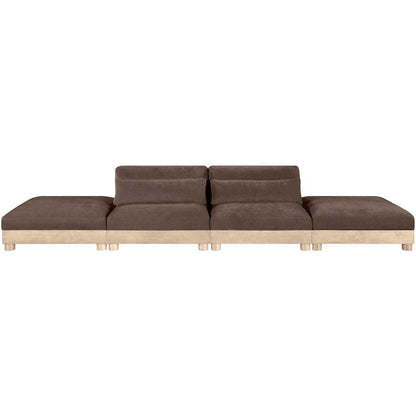 Turin 160" Brown Chenille Fabric Upholstered 4pc. Modular Sofa