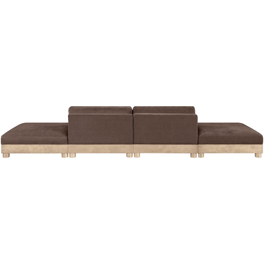 Turin 160" Brown Chenille Fabric Upholstered 4pc. Modular Sofa