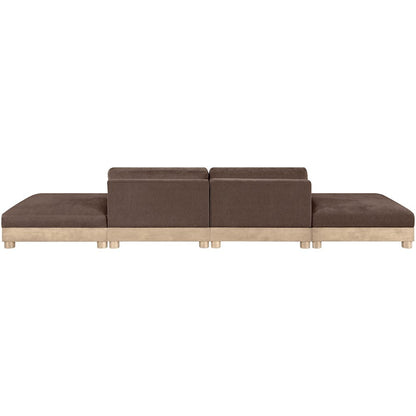 Turin 160" Brown Chenille Fabric Upholstered 4pc. Modular Sofa