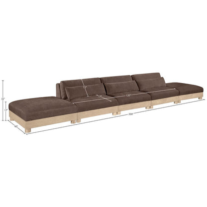 Turin 200" Brown Chenille Fabric Upholstered 5pc. Modular Sofa