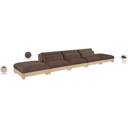 Turin 200" Brown Chenille Fabric Upholstered 5pc. Modular Sofa