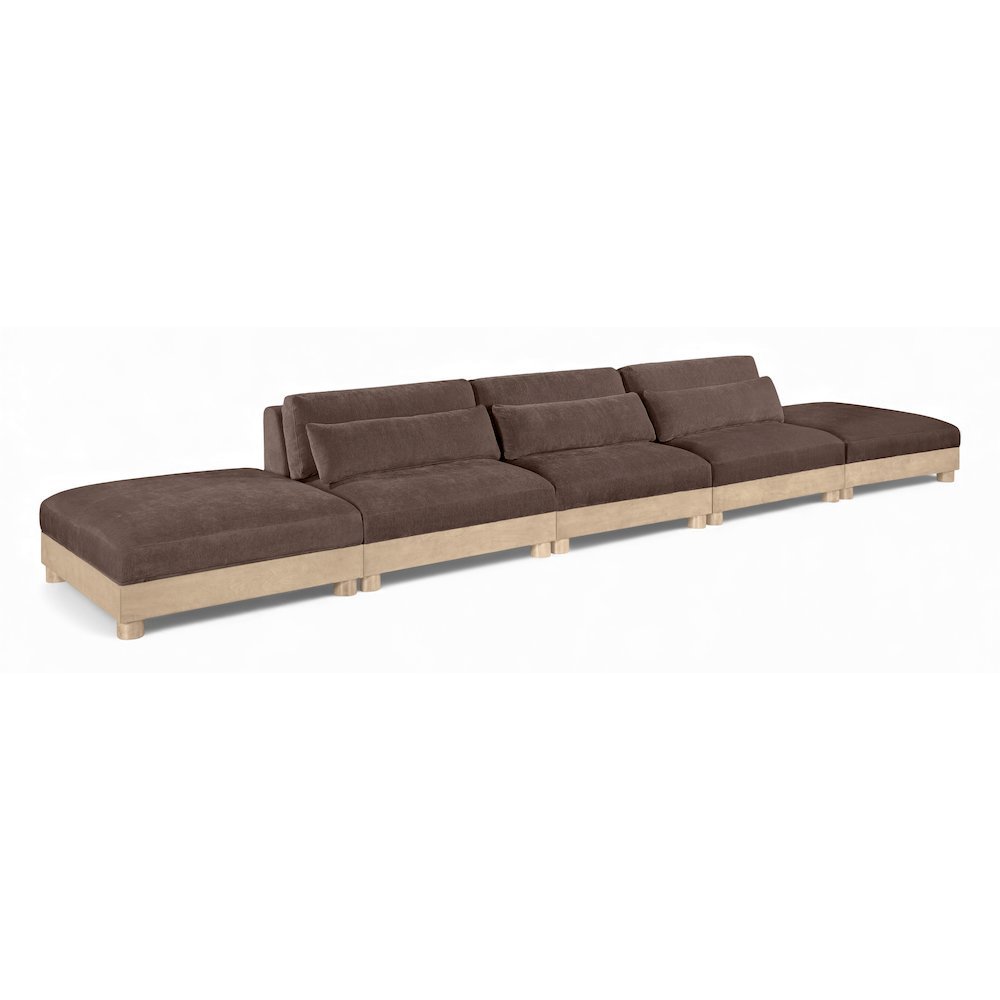 Turin 200" Brown Chenille Fabric Upholstered 5pc. Modular Sofa