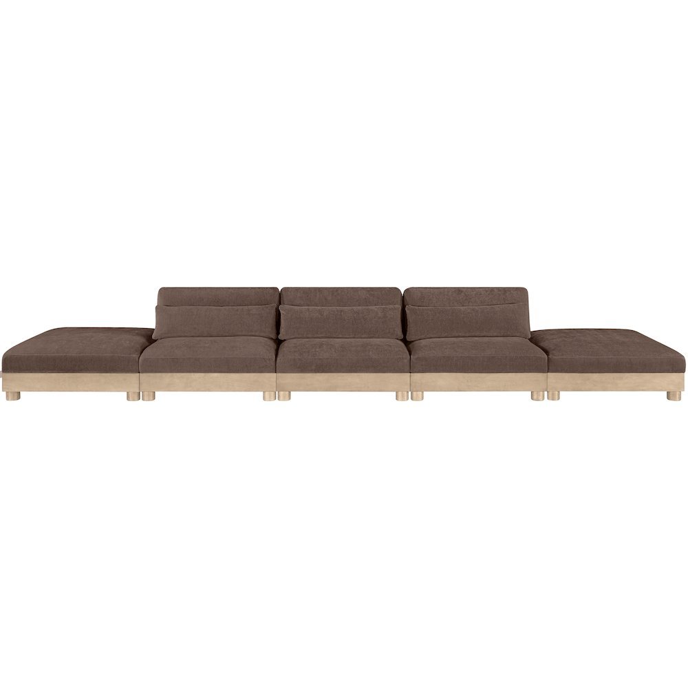Turin 200" Brown Chenille Fabric Upholstered 5pc. Modular Sofa