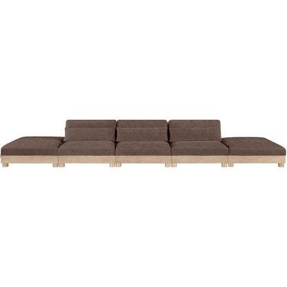 Turin 200" Brown Chenille Fabric Upholstered 5pc. Modular Sofa