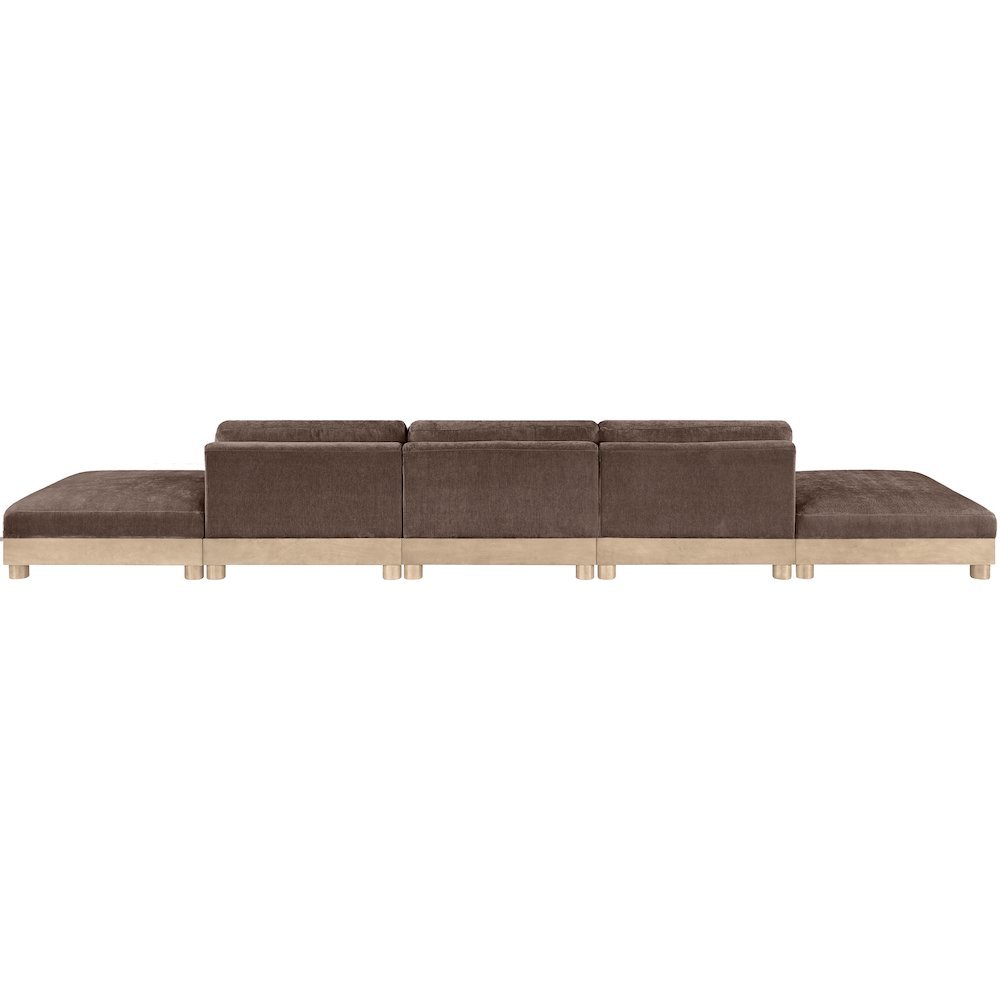 Turin 200" Brown Chenille Fabric Upholstered 5pc. Modular Sofa