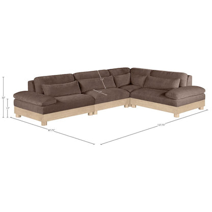 Turin 127.75" Brown Chenille Fabric Upholstered 4pc. Modular Sectional
