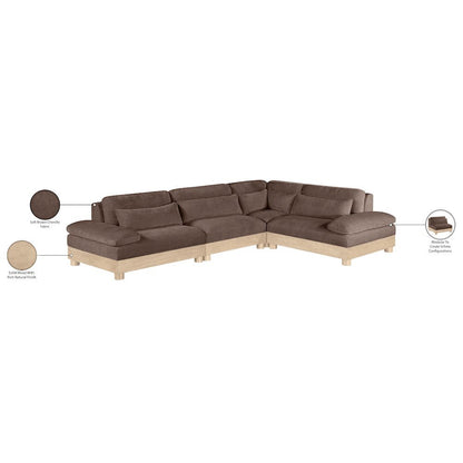 Turin 127.75" Brown Chenille Fabric Upholstered 4pc. Modular Sectional