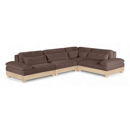 Turin 127.75" Brown Chenille Fabric Upholstered 4pc. Modular Sectional