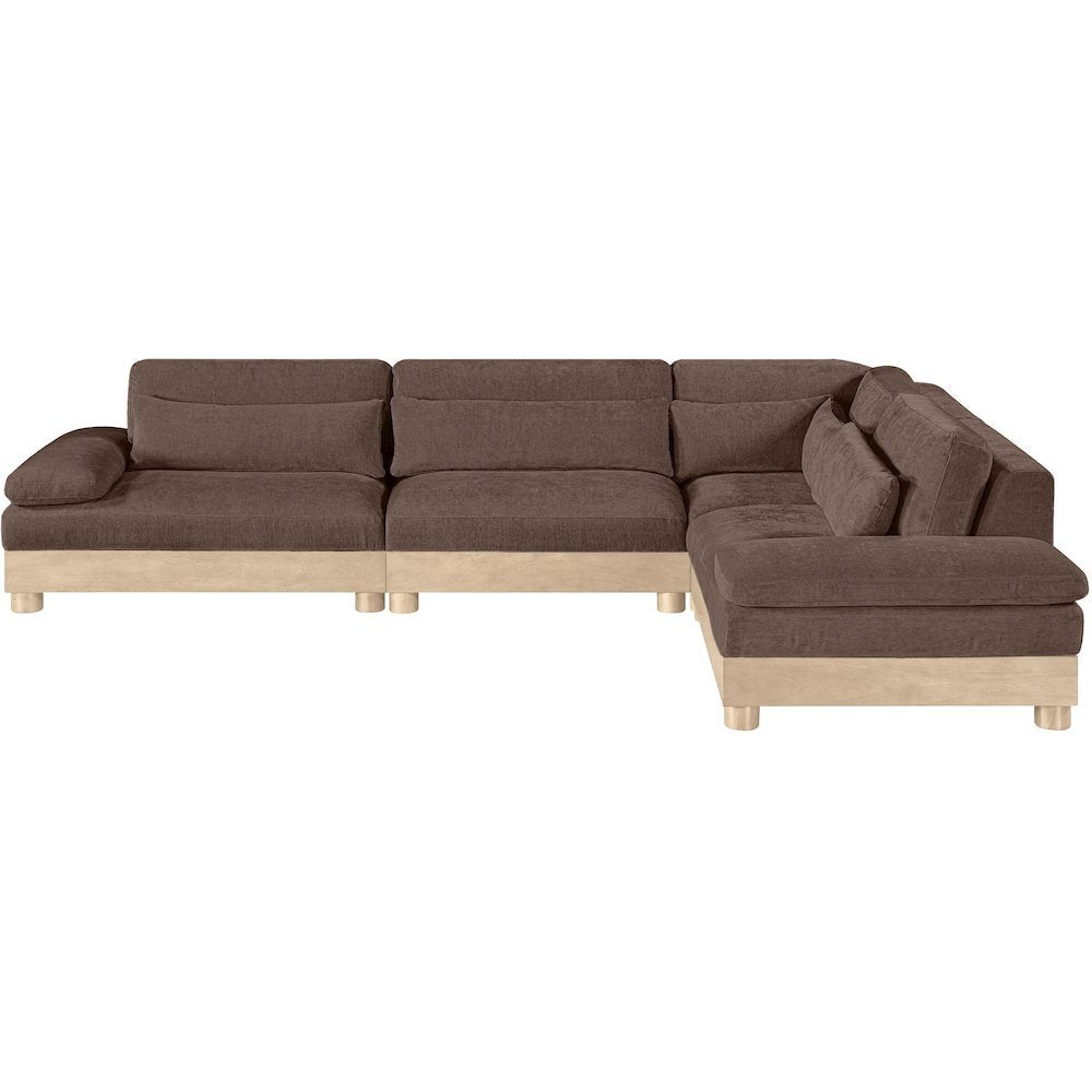 Turin 127.75" Brown Chenille Fabric Upholstered 4pc. Modular Sectional