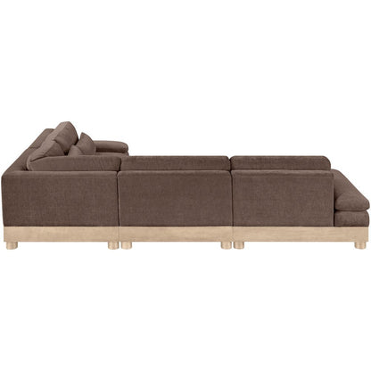 Turin 127.75" Brown Chenille Fabric Upholstered 4pc. Modular Sectional