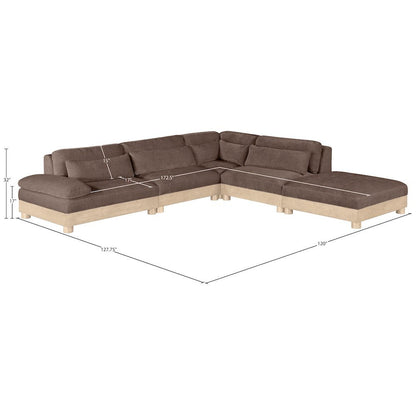 Turin 120" Brown Chenille Fabric Upholstered 5pc. Modular Sectional