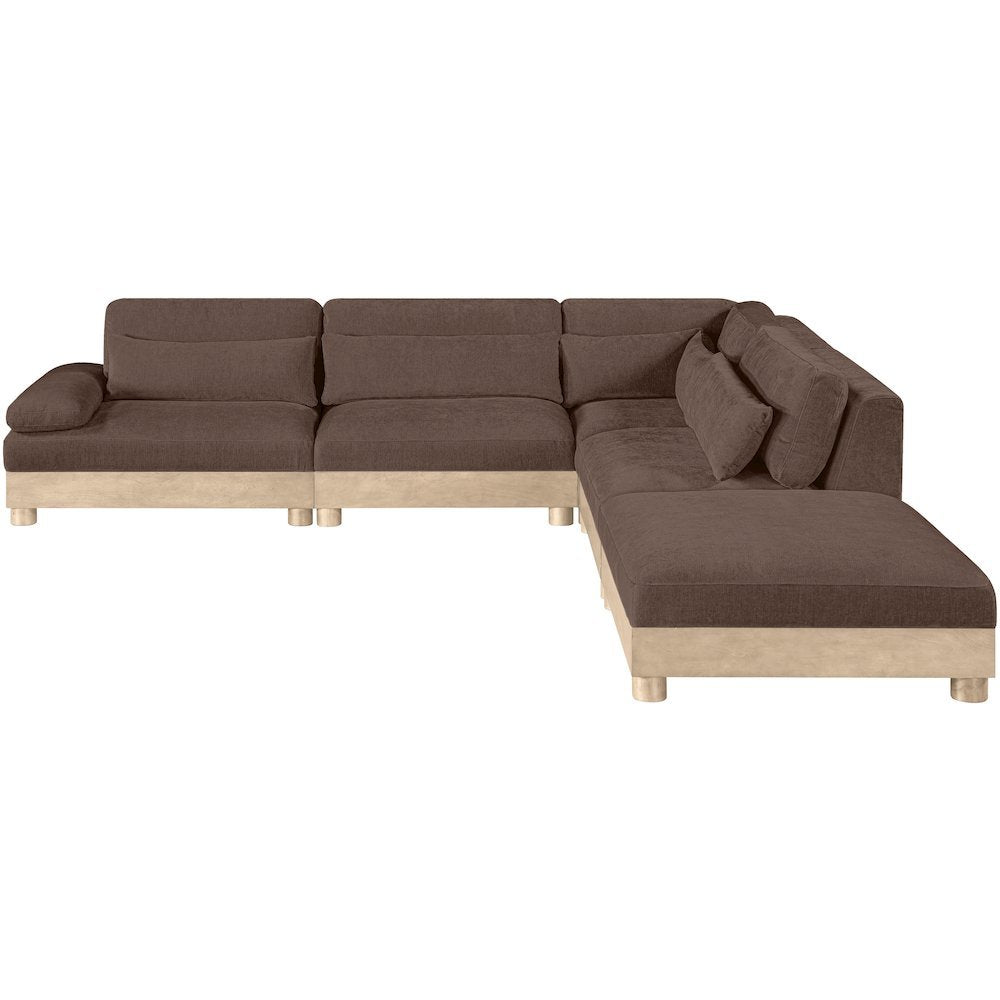Turin 120" Brown Chenille Fabric Upholstered 5pc. Modular Sectional