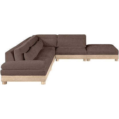 Turin 120" Brown Chenille Fabric Upholstered 5pc. Modular Sectional