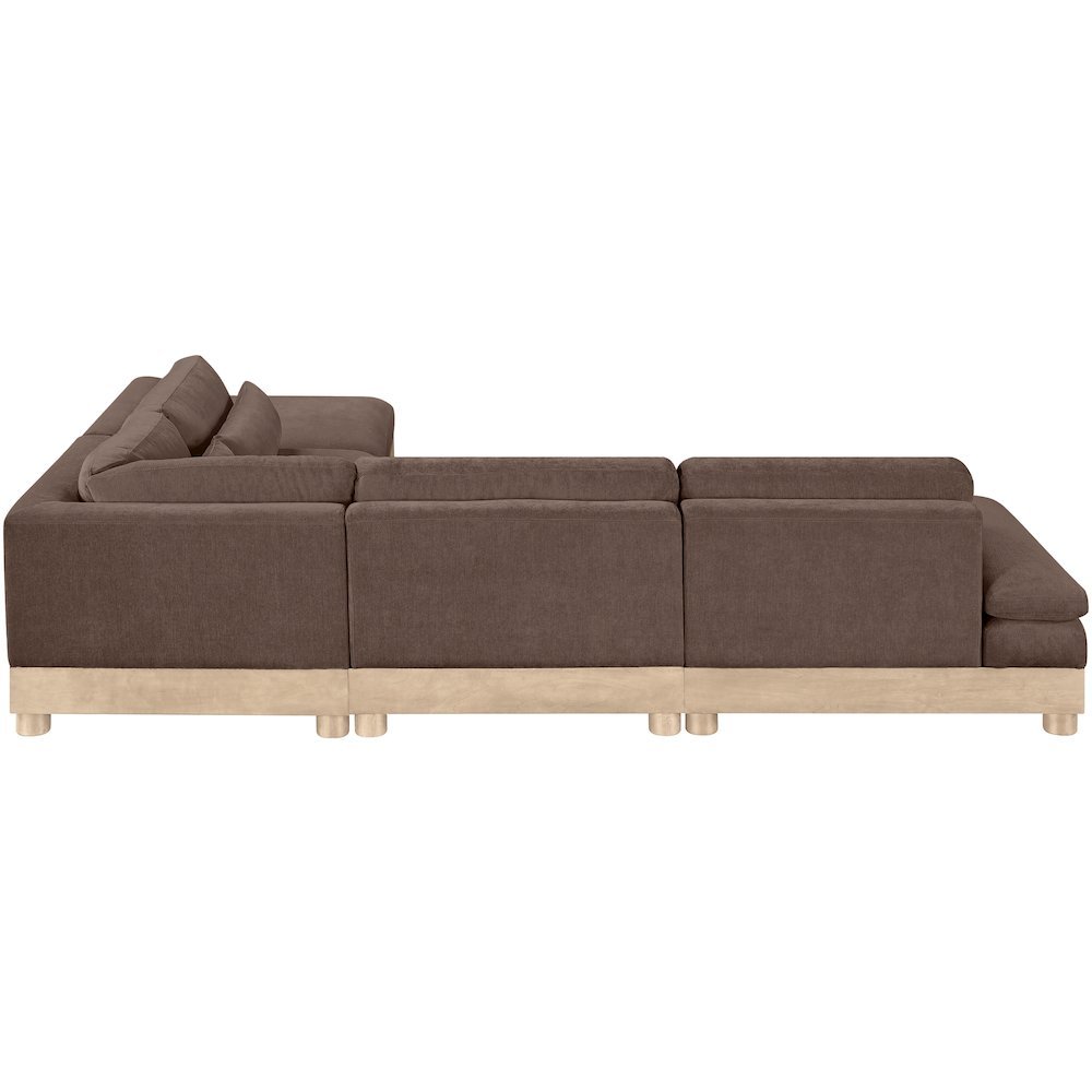 Turin 120" Brown Chenille Fabric Upholstered 5pc. Modular Sectional
