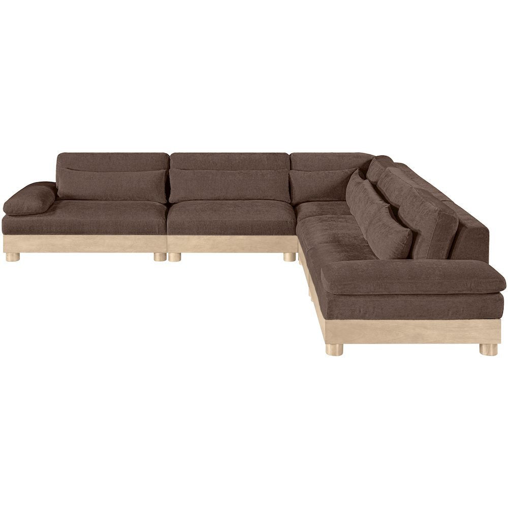 Turin 127.75" Brown Chenille Fabric Upholstered 5pc. Modular Sectional