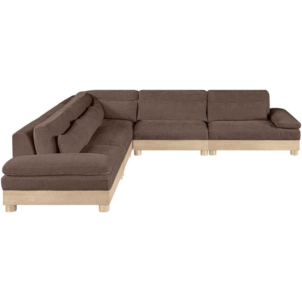 Turin 127.75" Brown Chenille Fabric Upholstered 5pc. Modular Sectional