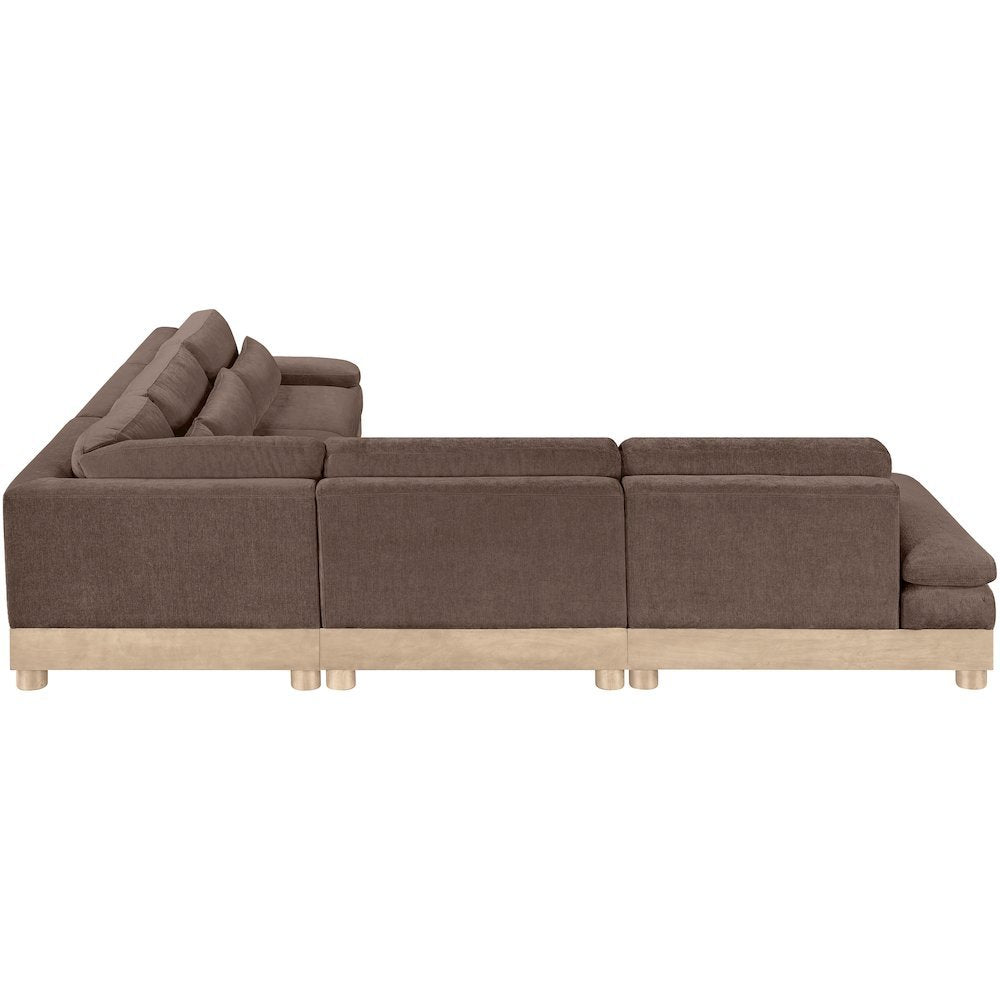 Turin 127.75" Brown Chenille Fabric Upholstered 5pc. Modular Sectional
