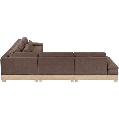 Turin 127.75" Brown Chenille Fabric Upholstered 5pc. Modular Sectional