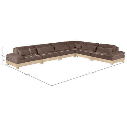 Turin 167.75" Brown Chenille Fabric Upholstered 6pc. Modular Sectional