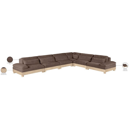 Turin 167.75" Brown Chenille Fabric Upholstered 6pc. Modular Sectional